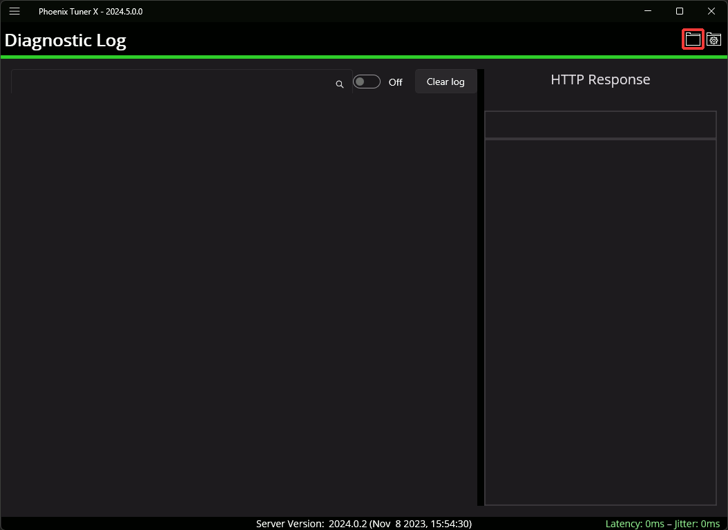 Opening the Tuner X application cache folder