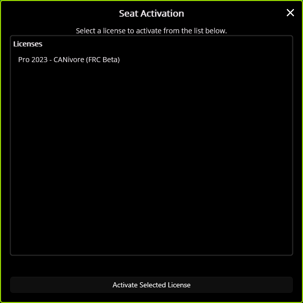 List of purchased but inactive licenses