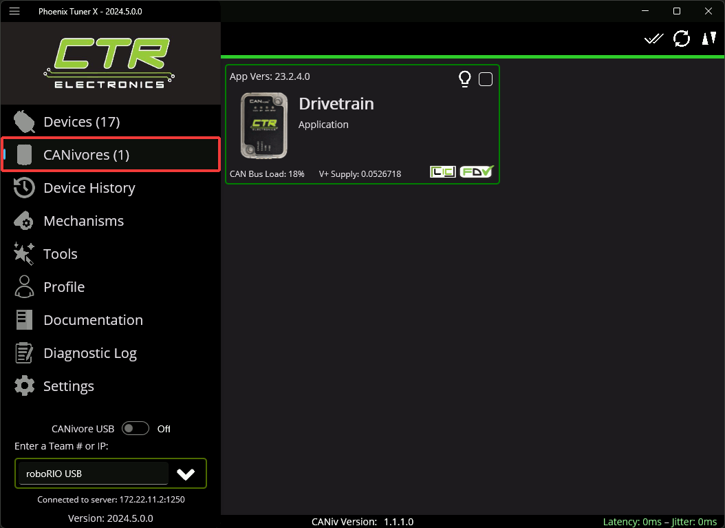 Showing where the CANivores page is in the left-hand sidebar