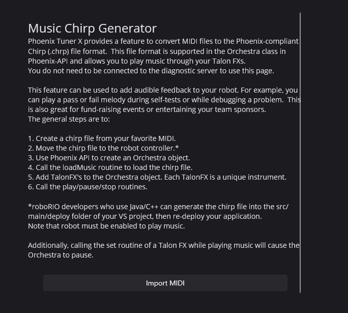 CHRP generator page in Tuner
