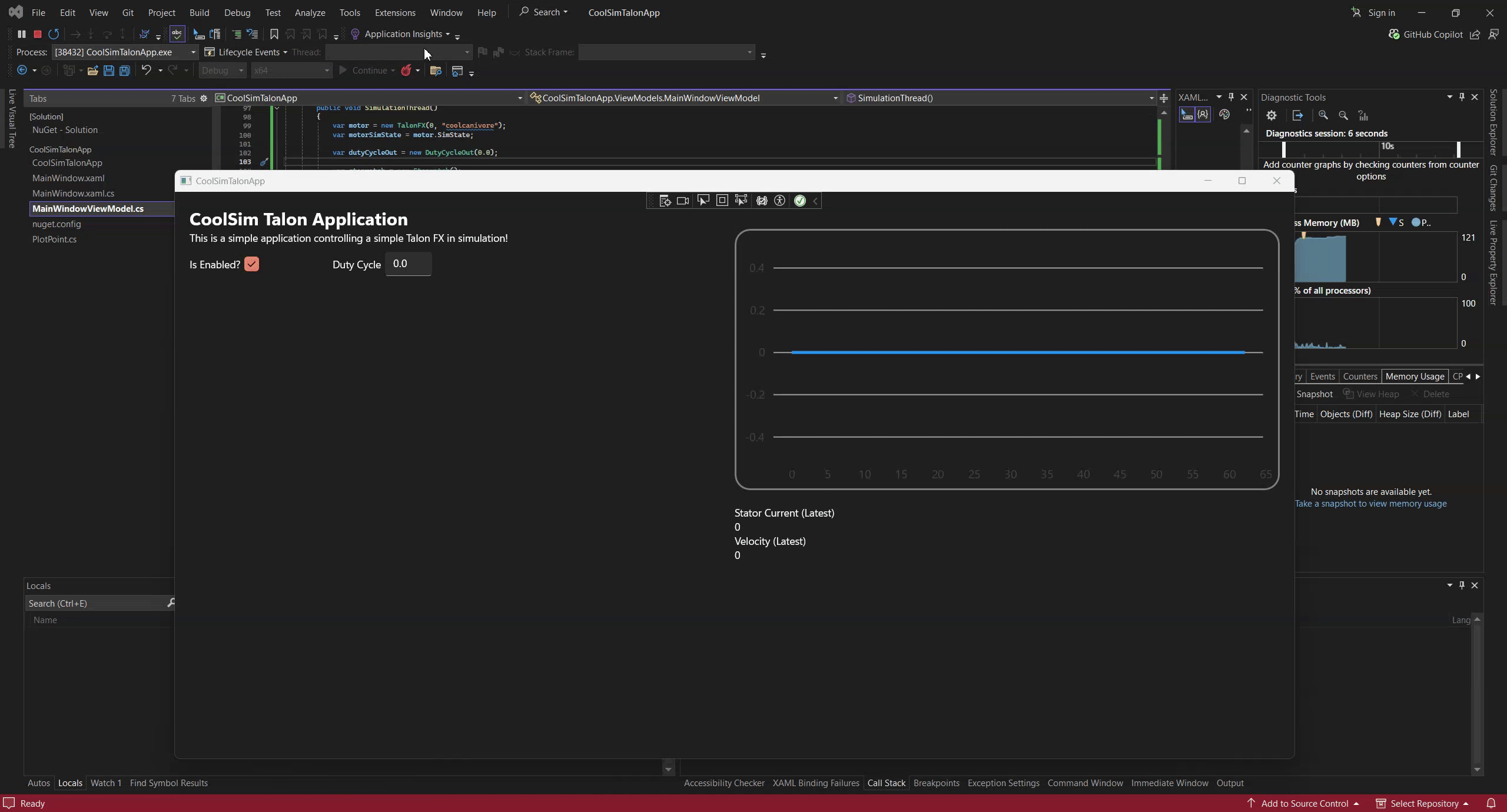 Video of running a WinUI3 app that manipulates a simulated Talon