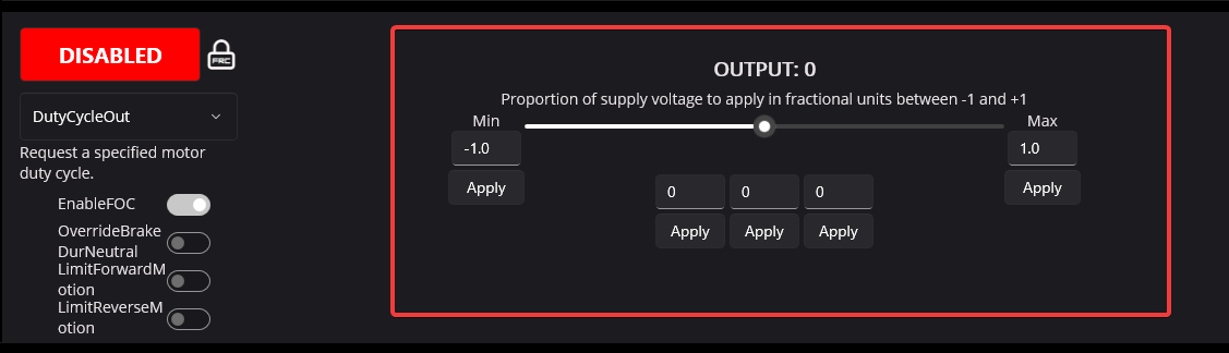 Control sliders in the middle of the controls pane