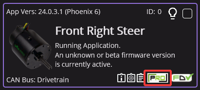 Showing the Pro license icon in the bottom right of the card in Tuner X