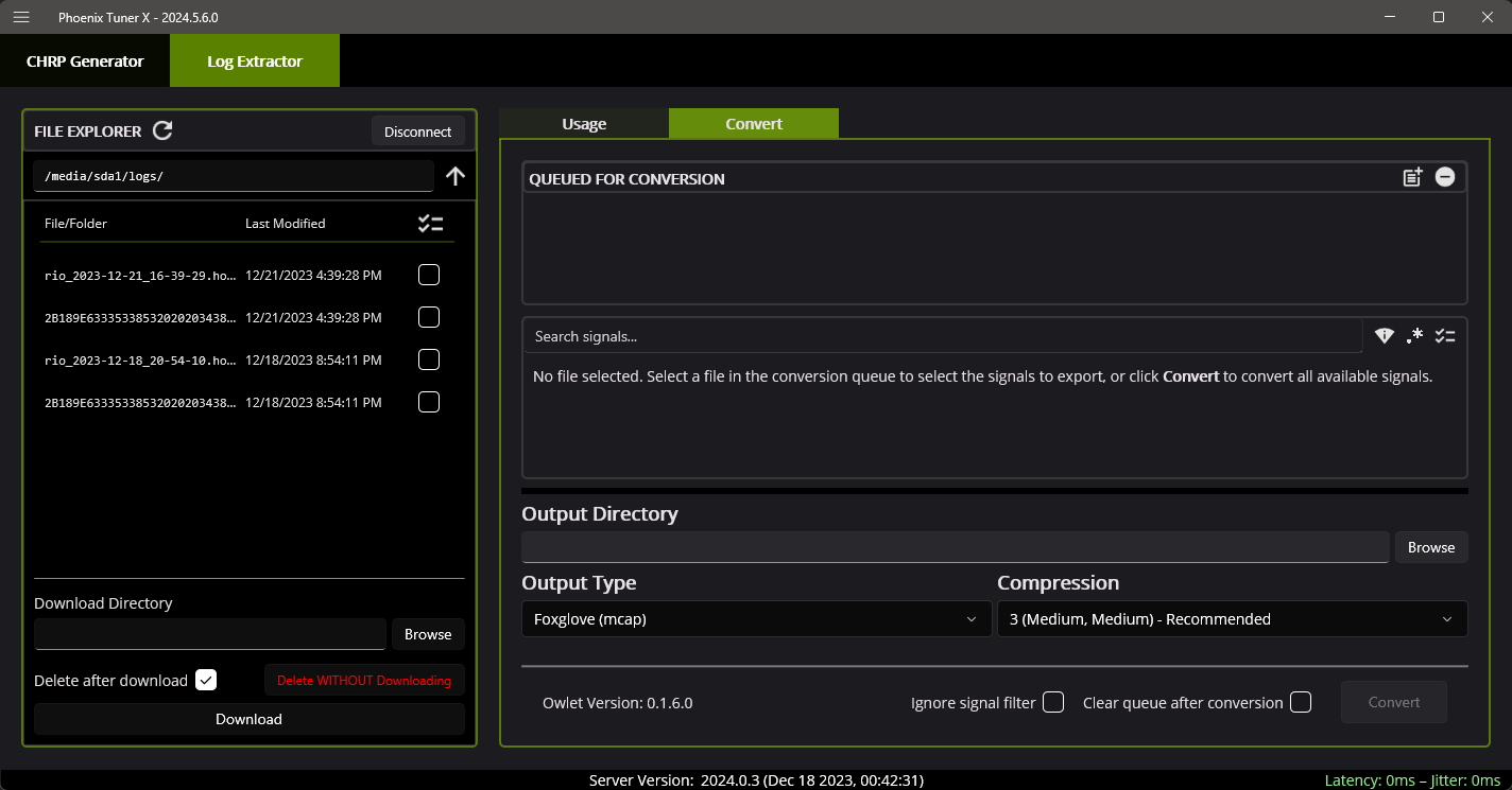 Picture highlighting the hoot page in Tuner X