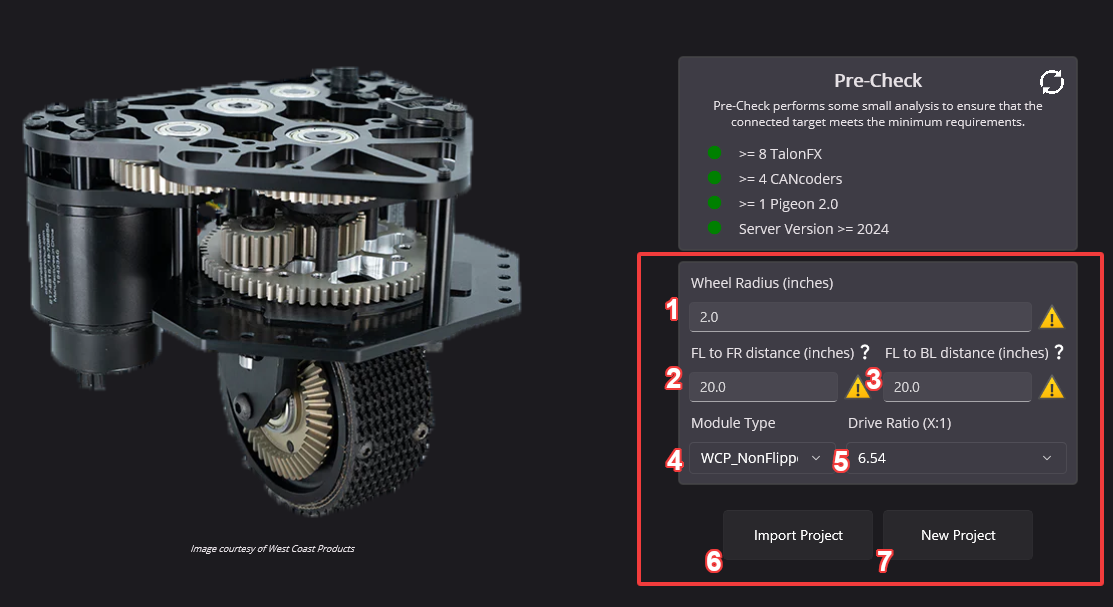 Bounding box around the project creation wizard in Tuner X